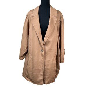 Studio by Torrid NWT Classic Carmel Brown Lagenlook One-Button Blazer Size 4X